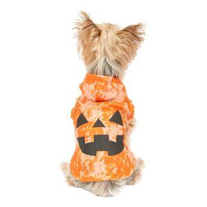 VibrantLife Halloween Hoodie Dog Clothing Orange Tie Dye Jack-O-Lantern